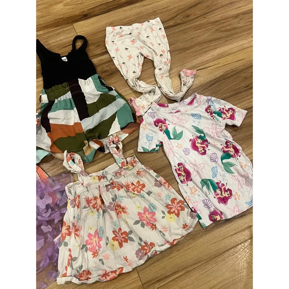 Huge Clothing Lot Girls Size 4T-5T Multicolor Shirts Leggings Pajamas Romper